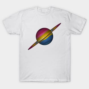 Planet and Rings in Pansexual Pride Flag Colors T-Shirt